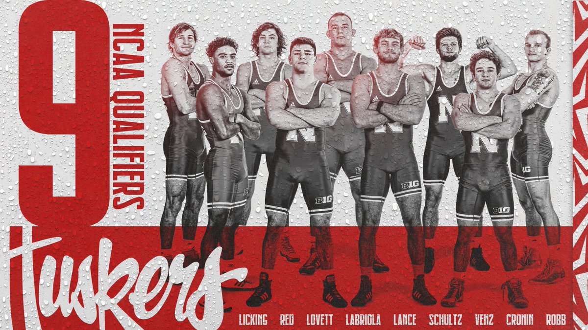 HuskerWrestling's tweet photo. Big Red, party of NINE.

#NCAAWrestling | #ToughTogether https://t.co/BB9eroY1CO