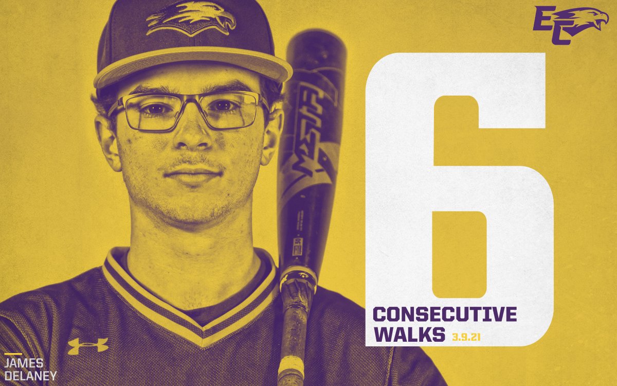 ECSoaringEagles's tweet photo. During Game 1 of @ElmiraBaseball's doubleheader at Houghton on Monday, James Delaney '22 tied an @NCAADIII record for walks in a game with 6. He's the seventh player to earn 6 free passes in a single game since 1995 π¦
βΎοΈ
#d3b #e8base #FightOn4EC #HailElmira https://t.co/DaRIqZtNJ6