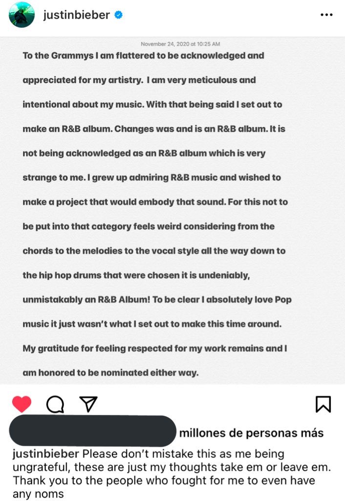 bizzlengends's tweet photo. justin bieber fue el primero en mandar a la mierda a los grammy pero ustedes no están preparados para esta conversación https://t.co/nR1CTQUWBJ