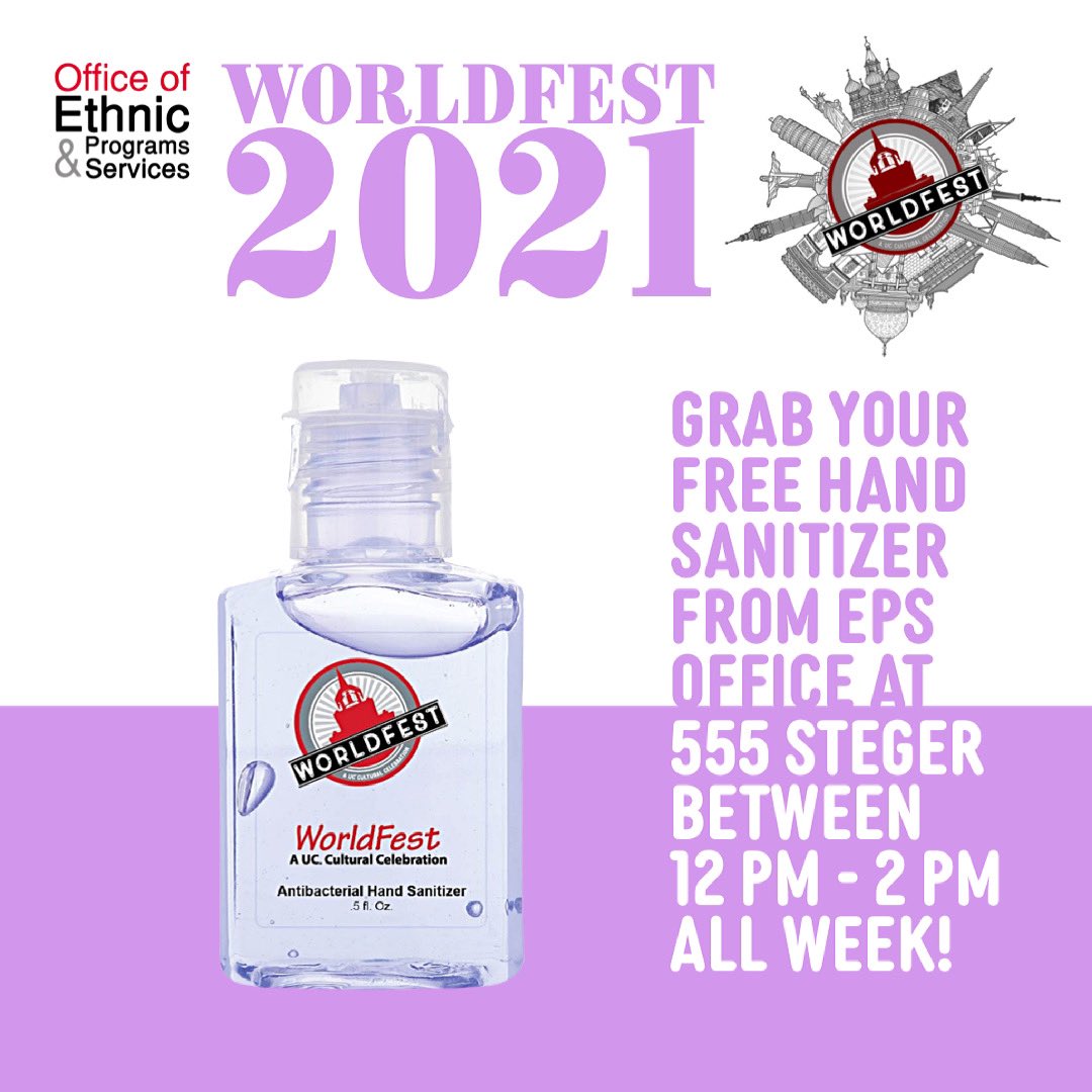 GIVEAWAY #3: 
WorldFest 2021 Hand Sanitizer
Grab your FREE hand sanitizer from our office all week from 12-2PM!! 
Follow us to see more updates and giveaways!!!
.
#WorldFest2021 #UCUs #WF2021