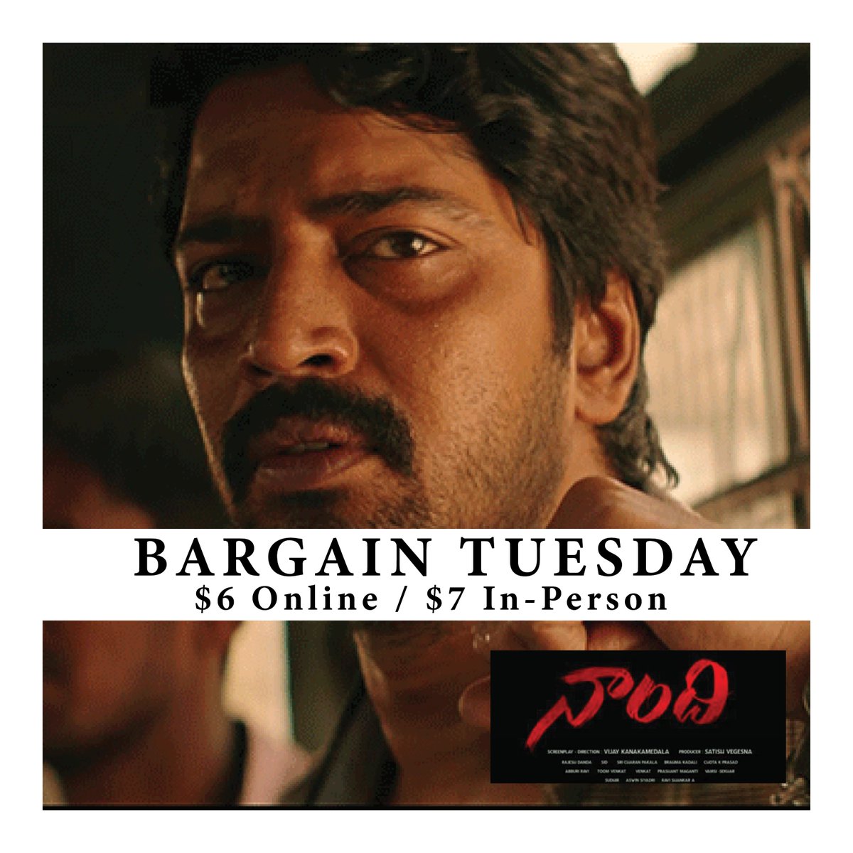 Grab your friends and family for #BargainTuesday at @ShowPlaceICON and see new highly rated movies like Naandhi!🎥🍿