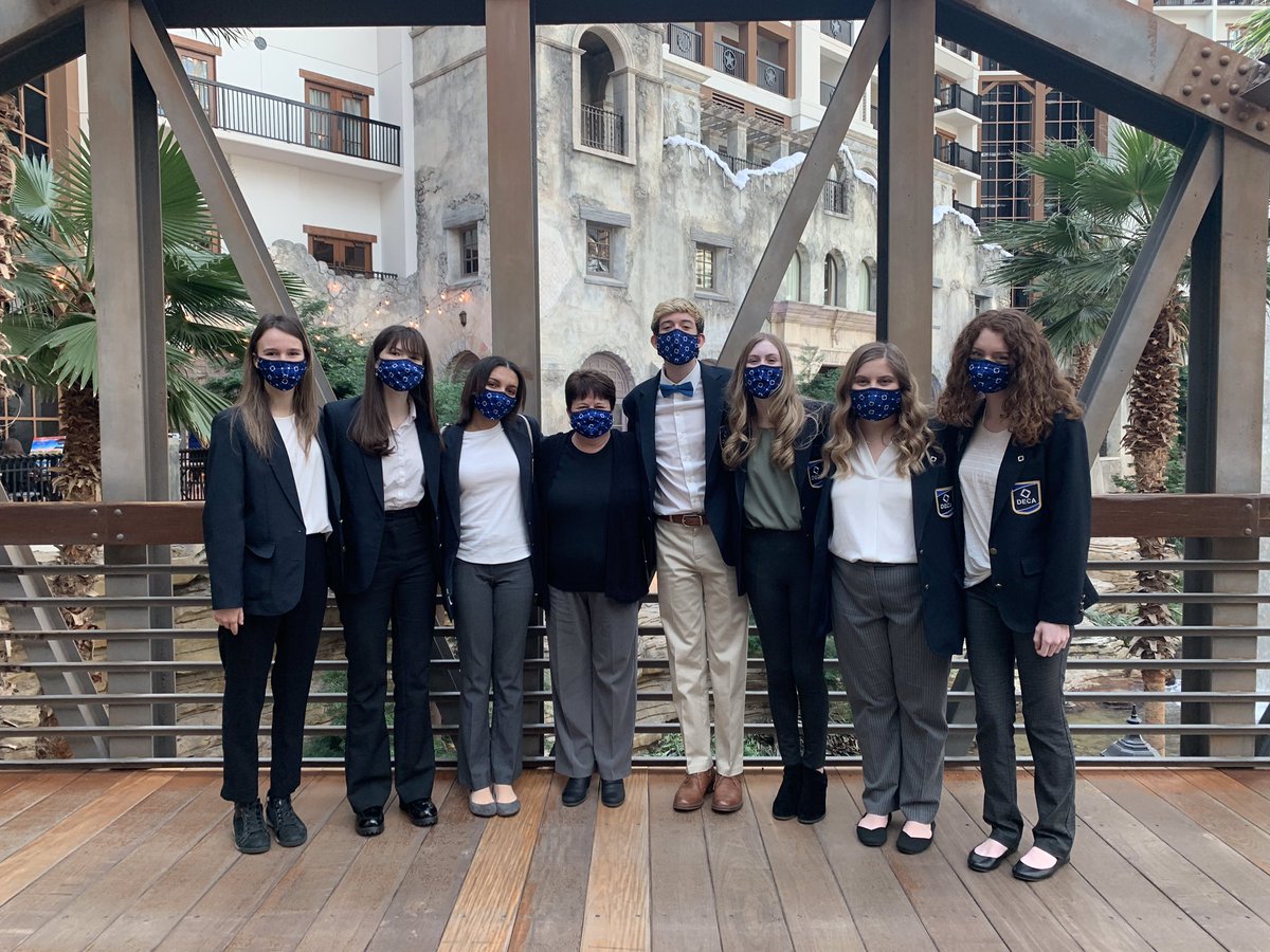 BCTAL_DECA's tweet photo. We had a great time at the Texas DECA SCDC over the weekend! Our wonderful advisor, Mrs. Greco, received the Association Advisor of the Year award, our School-Based Enterprise became gold re-certified, and we had a team final in Business Solutions Project! https://t.co/mLfHNMYfFx