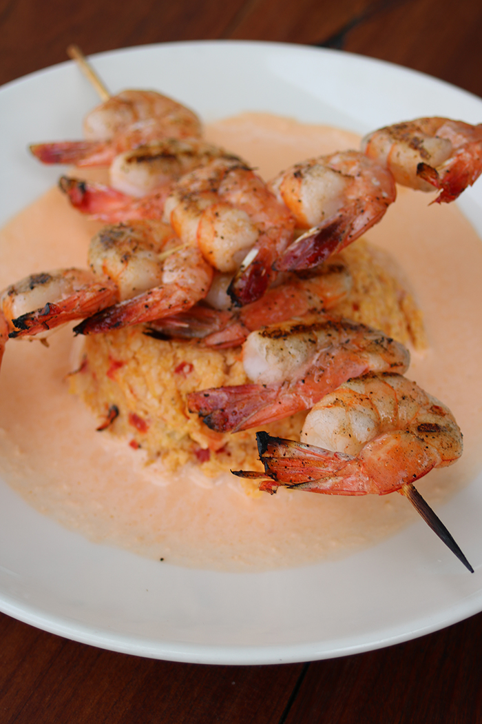 Cobaltoba's tweet photo. Large Gulf #shrimp skewered, chargrilled and served over roasted red pepper and fontina cheese grits with tomato cream sauce. Hungry? #orangebeachrestaurants #orangebeachdining #beachdining #coastalcuisine #coastaldining #diningbayfront #dinnerwithaview #bayview https://t.co/yA6oLe5K46