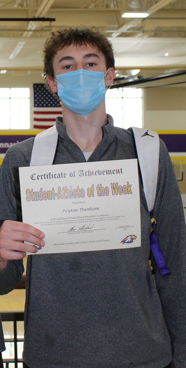 Athlete of the Week! Peyton had 50 points over the course of three big games for the week, including 22 points against conference co-leader Byron, and a double-double (15 points,12 rebounds) in an upset win over Plainview Elgin-Millville. Congrats Peyton!
