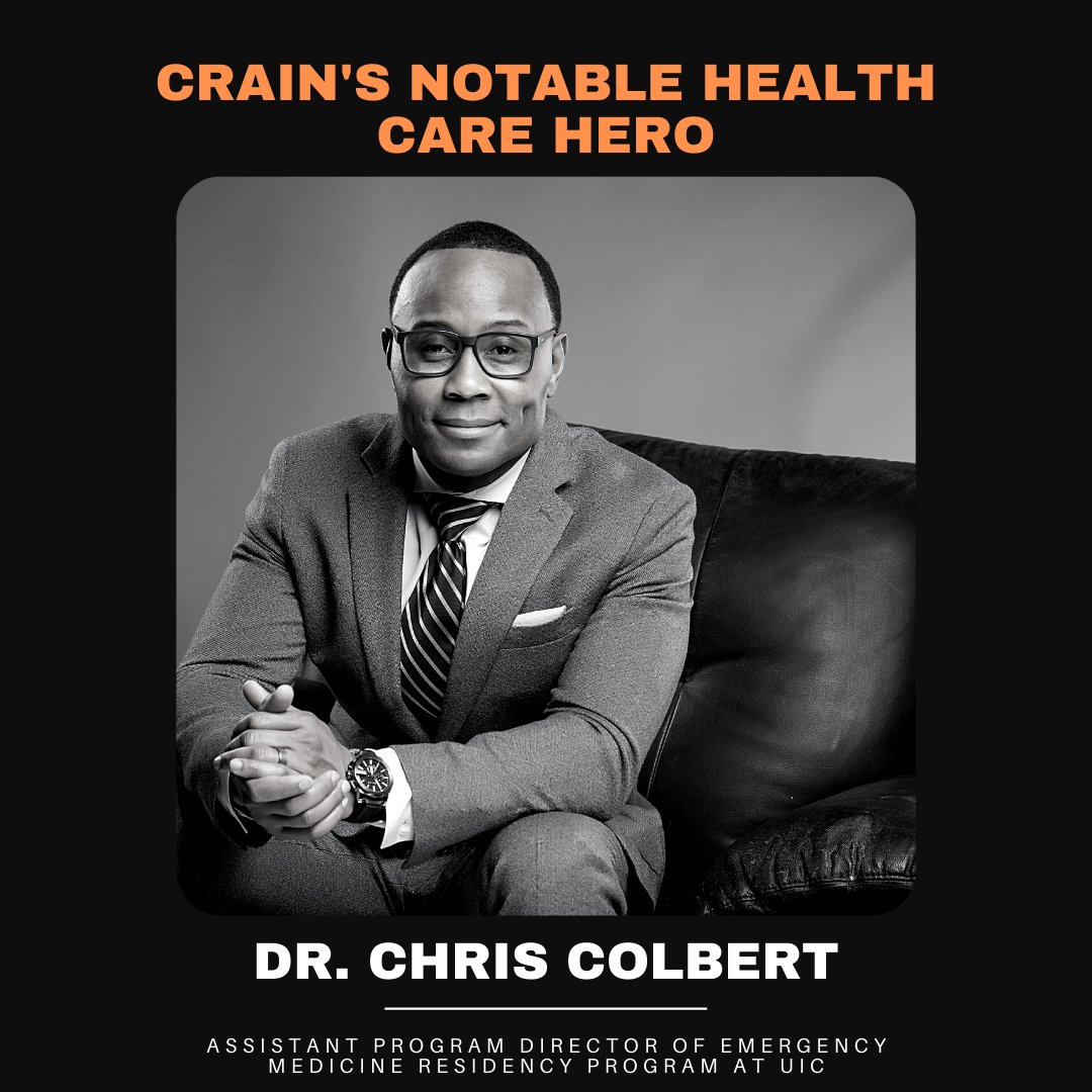 themasink's tweet photo. Congratulations to #TMIclient @DrChrisER for being named a 2021 @CrainsChicago Notable Health Care Hero! This is the 2nd year Dr. Colbert has been recognized for his dedication to #emergencymedicine and equitable patient care. Check out the feature: https://t.co/bbQbkbsnXR https://t.co/lDn67MwTTC