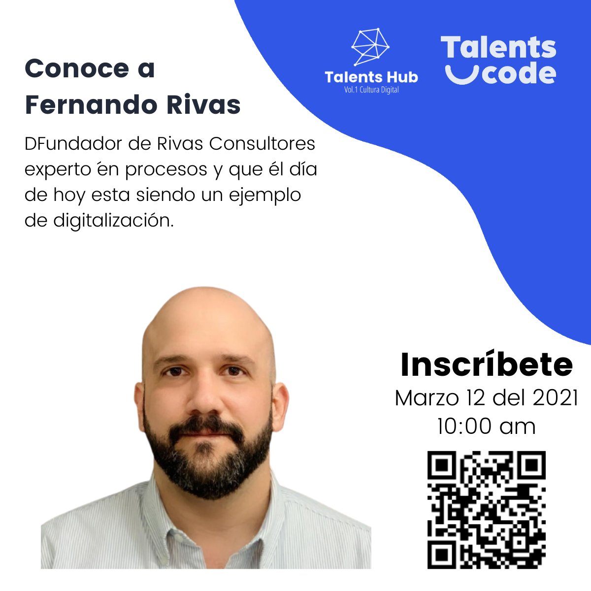 TalentsCode's tweet image. ¿Quieres tener #procesos de  #Calidad y que promuevan tu #visionempresarial en el #mundodigital? Fernando Rivas nos dice en el Talents Hub inscríbete aquí: bit.ly/3ktrflo es este viernes 12 a las 10 de la mañana.#RRHH #Culturaempresarial #business #productividad