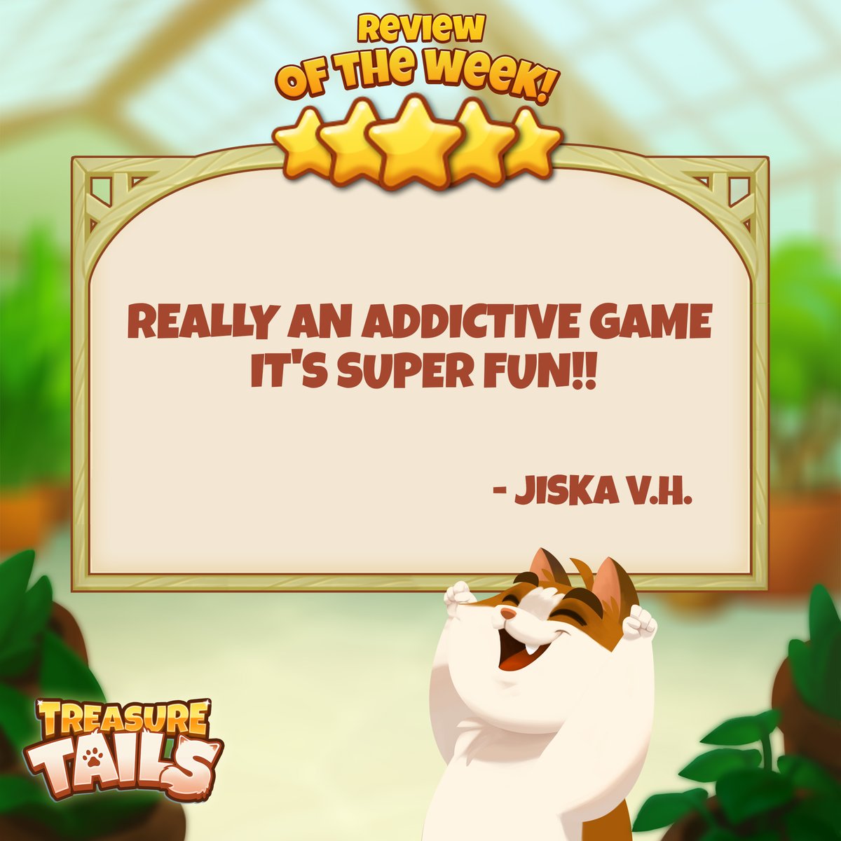 Thanks for the ⭐⭐⭐⭐⭐ review Jiska! 
Leave a review in the app store and you might see your name here too!  #playtreasuretails

⭐link.playtreasuretails.com/0WCz/a8874c97
