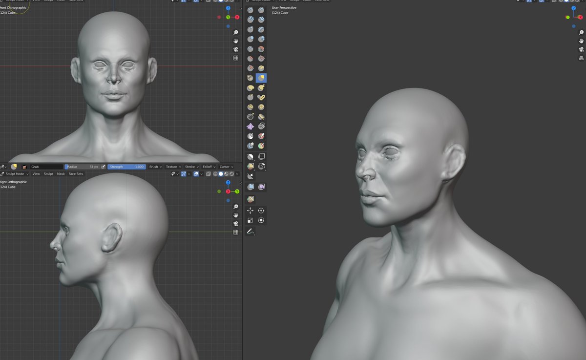 Tabz_Design's tweet image. really happy of the progress of the face. got to finish sculpting the ear and start sculpting the hand.

#currentprogress #blender #blender3d #digitalsculpt #digital #b3d