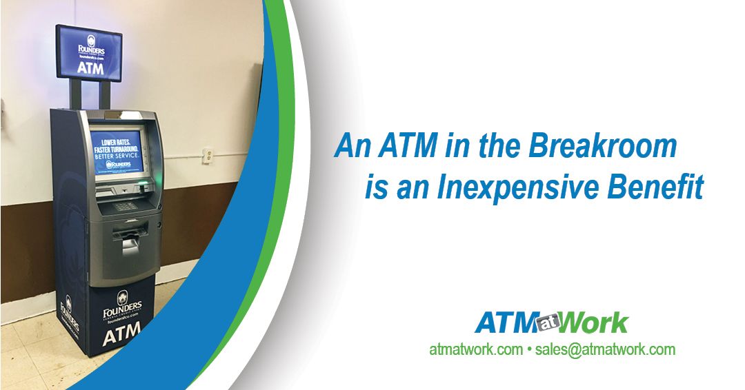 ATMatWork's tweet image. Save your employees time and money with a convenient ATM in the breakroom. It’s an inexpensive benefit your staff will appreciate. Learn more: sales@atmatwork.com
buff.ly/2Xpi2k9 
#humanresources #employeebenefits #atmatwork #atm #workplaceatm