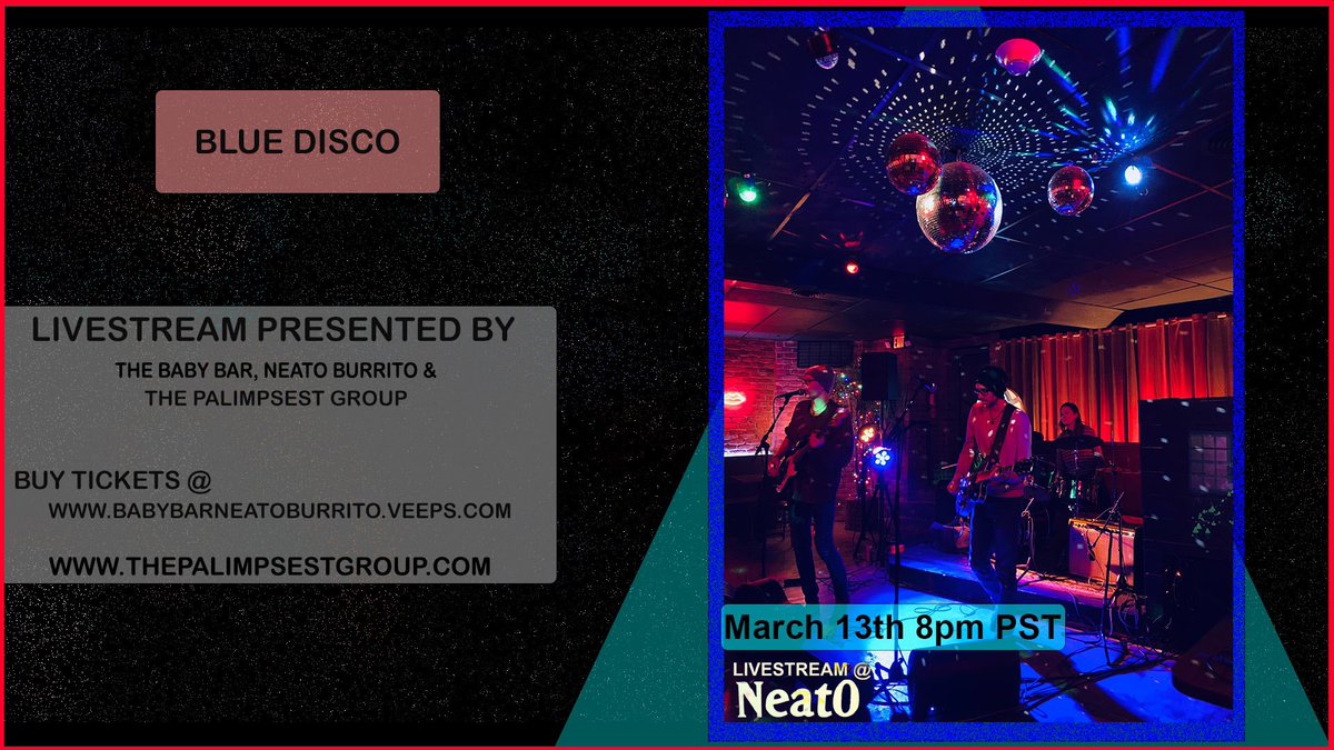 Clear your schedule this Saturday to make room for the livestream at Neato. Starting at 8 pm on the button, Spokane’s own Blue Disco will be providing smooooth music entertainment! Go give their latest single “Subtle Demand” a listen now on Spotify.