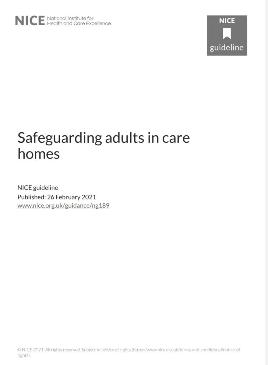 NICE has published its guidance on Safeguarding Adults in Care Homes. Thanks to <a href="/lizwalton1/">Liz walton</a> who provided her expertise in the development of the guidance on behalf of the network. Why not share across the wider system? <a href="/LizzyEJRat/">Elizabeth Ratcliffe</a> <a href="/kennygibsonnhs/">#HelloMyNameIs Kenny MBE, RN, QICN</a>
@slmrtn85 nice.org.uk/guidance/ng189