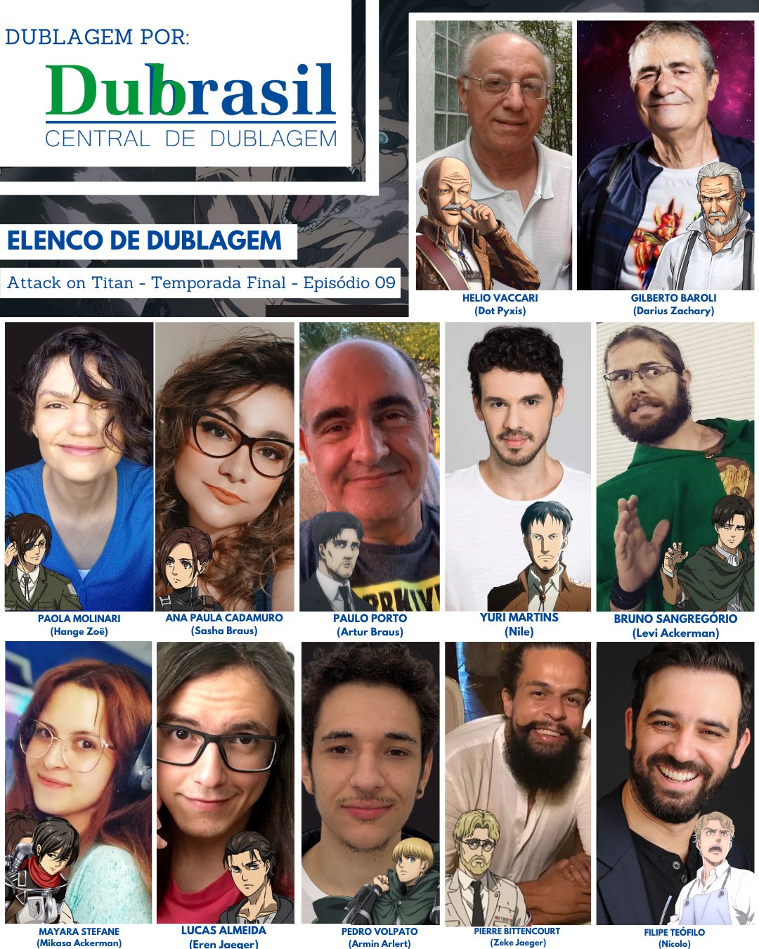 Conheça os Dubladores de Attack on Titan no Brasil (Incluindo