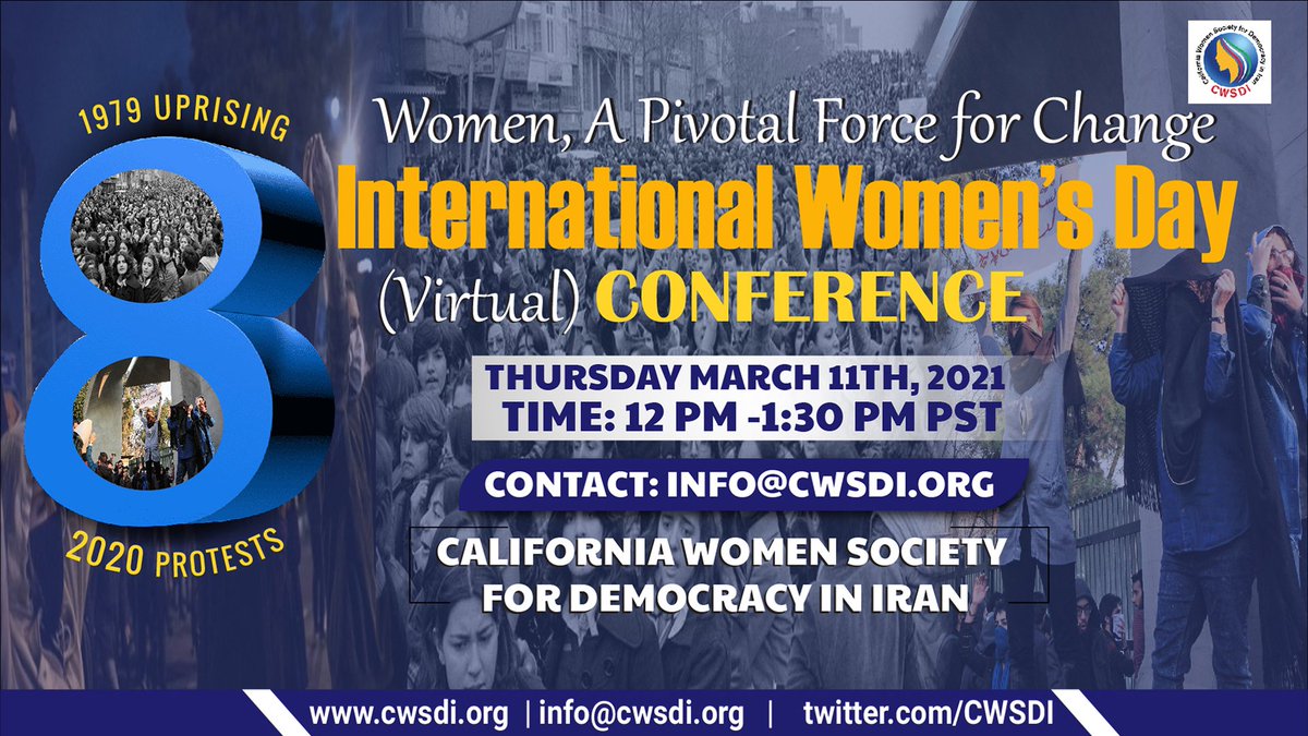 fadaee_h's tweet photo. Please join us for a very important Conf, to support #women of #Iran in their struggle for #HumanRights &amp; Women’s rights!

Thur March 11, 2021
12:00 PM - 1:30 PM
RSVP: INFO@CWSDI.org

@ocregister @latimes @FOXLA @LNSLosAngeles

#IWD2021,#ChooseToChallenge https://t.co/yIcM4YTMSM