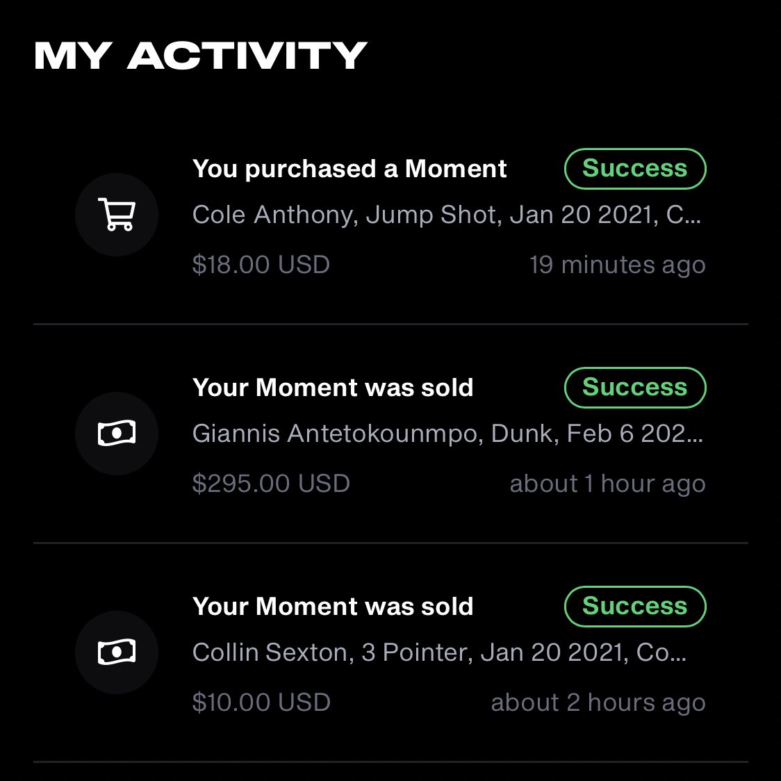 Alright, I did some  #NBATopShot-ing.- I spent $14 a drop ago on 1 pack- sold 2 moments for $310 total- kept my Zion moment - bought 1 moment for $18Here’s why I went this route :