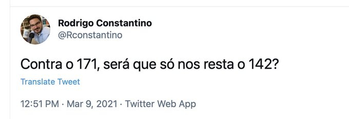 Rodrigo Constantino apagou o tuite em que pedia um golpe militar.