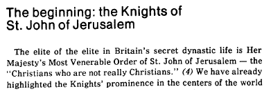 the book spends a lot of time talking about Her Majesty's Most Venerable Order of St. John of Jerusalem