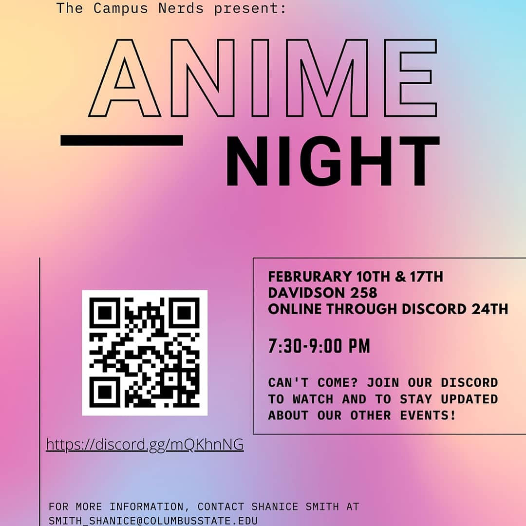 csucampusnerds's tweet image. Hello Campus Nerds! I hope that the brief distraction wasnt too long. All of you have been experiencing Midterms and we want to bring you to be better place. 

Remember Anime Night is Wednesdays at 7:00 P.M. in Davidson 256 and lasts until 9:30 P.M. we hope to see you there.