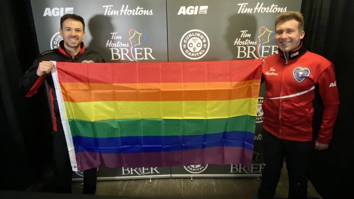 Two of Canada’s top curlers <a href="/EppingJohn/">John Epping</a> and @gregsmithnl are showing their pride on and off the ice in Calgary! 

#Brier2021 #HubCity2021