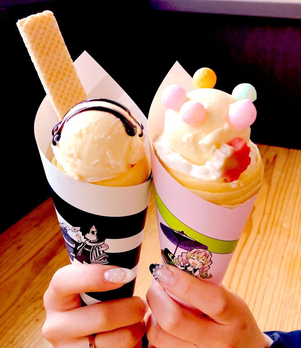 kanroji mitsuri food 1girl crepe pink hair miniboy holding ice cream  illustration images
