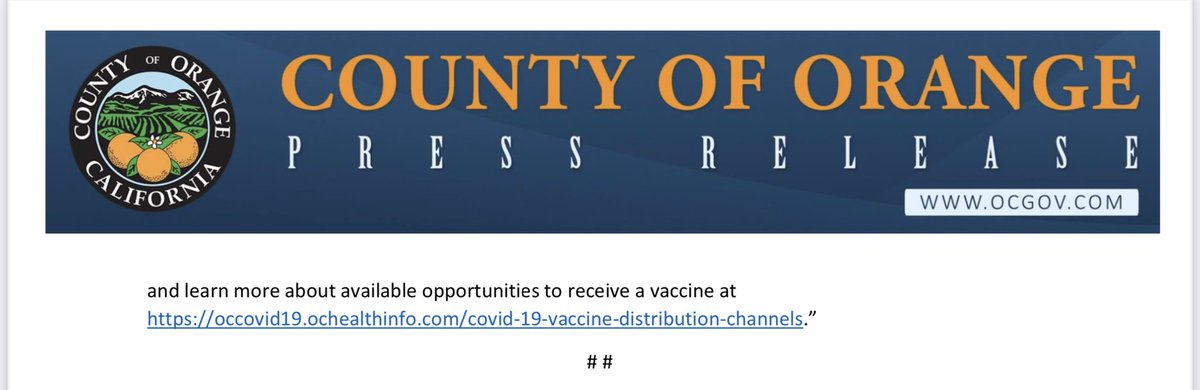 Please see the press release below and at cms.ocgov.com/civicax/fileba… from the <a href="/OCGovCA/">County of Orange</a> — “Orange County Achieves First Week of Improved #OCCOVID19 Metrics; State Requires Two Weeks Before County May Move to Red Tier”