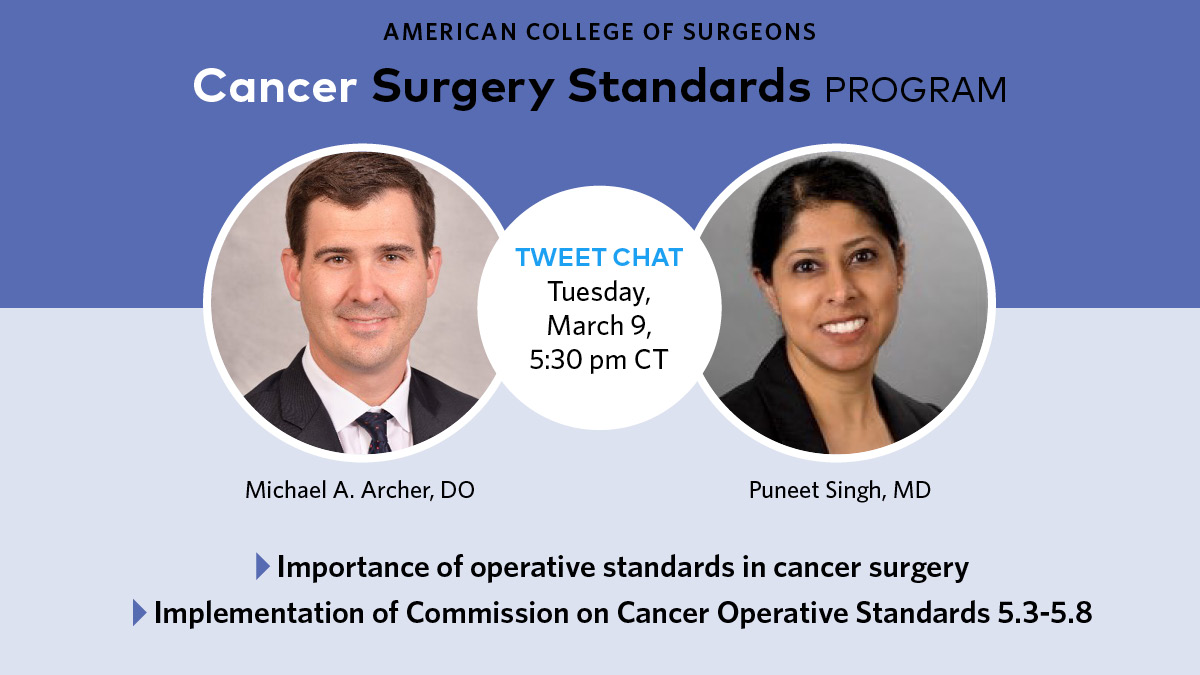 Welcome to the #CSSPchat! Tonight we'll discuss the importance of operative standards in cancer surgery & the implementation of the #ACSCoC Operative Standards 5.3-5.8. Please take a moment to introduce yourself! Make sure to add #CSSPchat & tag @archerm2 and @puneetsinghmd.
