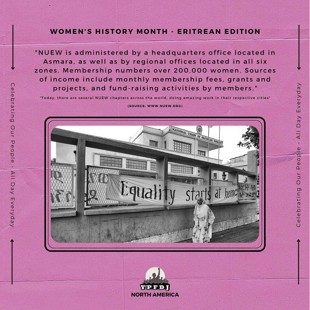 YPFDJNA's tweet photo. The National Union of #Eritrean Women (#NUEW) aka Hamade, has played a huge role in our communities for decades. Today, like everyday, we say THANK YOU to all of our amazing Hamade for everything you've done and continue to do. 💝🇪🇷✊🏾

#Eritrea #WomensHistoryMonth https://t.co/VIF9Epd89N