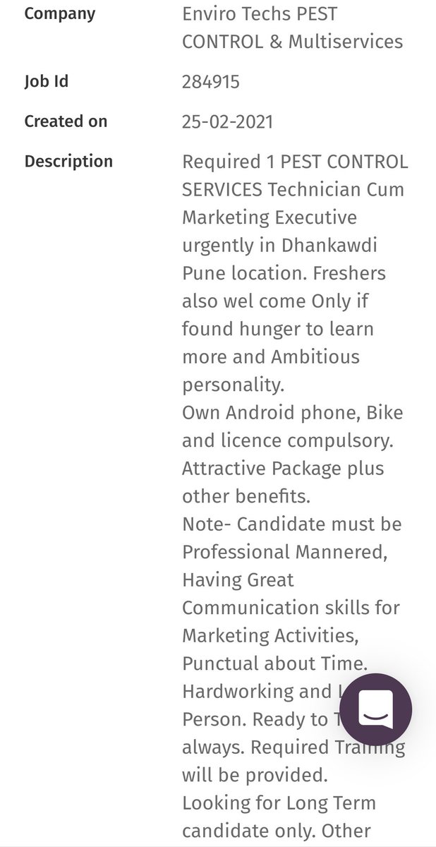 ENVIROTECHSPUNE's tweet photo. @iamShantanu_D
@PuneJobsOrg
@RetweetsPune
Vaccency in Pune.
Lifelong Opportunity for Right Candidate.
Send your updated CV on Email
- enviro.techs007office@gmail.com
Company Profile-
https://t.co/CD1Sqf1Cmu
FOLLOW ☝️
#PestcontrolJobs #apnajob
#PuneJobs
#EnviroTechsPestControl https://t.co/riyex5tmFJ
