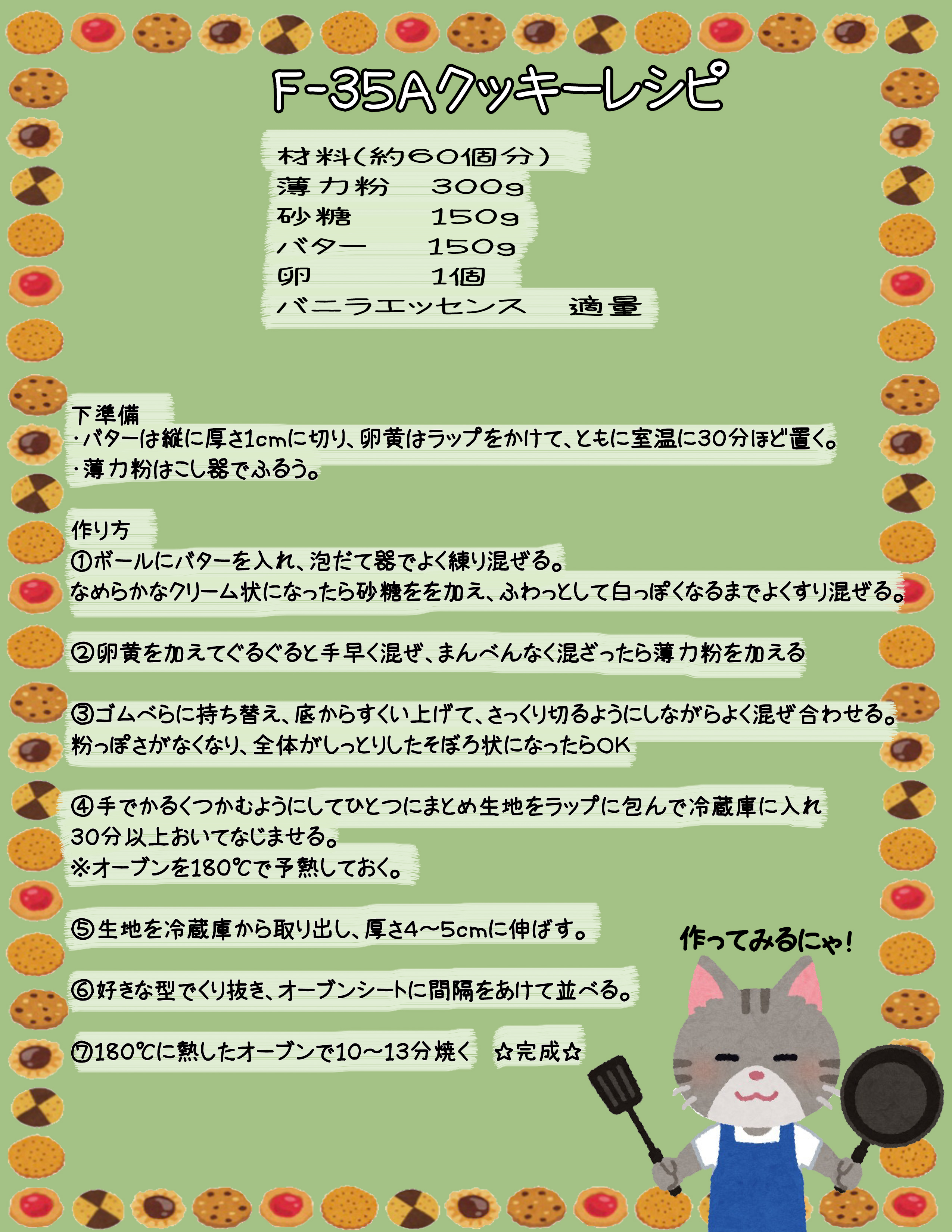 航空自衛隊 三沢基地 みなさん 今週もお疲れ様でした 今日は 週末の巣ごもりにぴったり ｆ ３５ａクッキーレシピ を紹介します 三沢基地 金曜日 ｔｇｉｆ クッキーレシピ 週末の 過ごし方 T Co Yyjob2heta Twitter