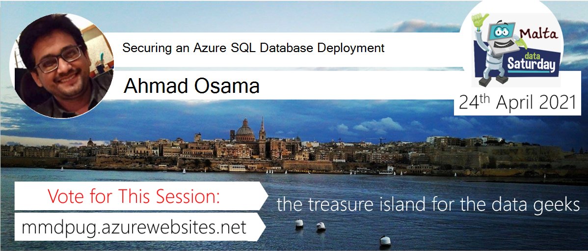_ahmadosama's tweet photo. #MaltaDataSaturday - Build your own conference, vote for my session Securing An Azure SQL Database Deployment: https://t.co/9MMhm2JkvO #Malta https://t.co/yvxe8Ke9xh