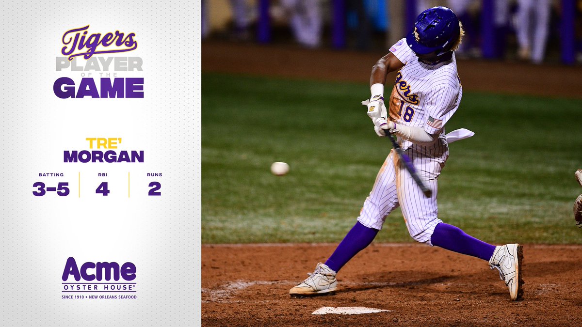 LSUbaseball's tweet photo. Say it with us: Tre’ Morgan is a baller https://t.co/YOwaKxgkSP