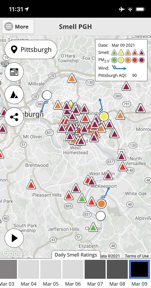 inversion_doc's tweet image. #Stinkburgh Alert!! Massive stench enveloping Pittsburgh right now. Major spikes in VOC and particle pollution. And my nose smells it. Smell it? Pls report via SmellPGH app and ACHD website. #intolerable #AirQuality @ACE_Fitzgerald @BreatheProject @GASPPgh @PennEnvironment