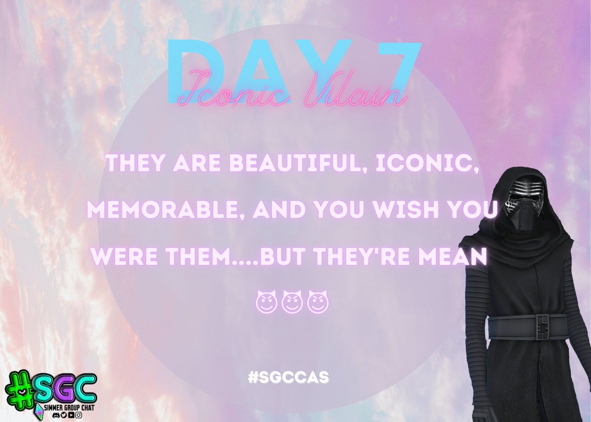 SimmerGroupChat's tweet photo. Last Day for our first new challenge <3 Today's theme is ICONIC VILLAINS!!! Who made you think "yeah, I'd root for them" Even tho they were an antagonists?
We will be picking a winner from a raffle Thursday for The Sims 4 Kit!!
#TheSims4 #Giveaway #SGCCAS https://t.co/k7b24IKzP0