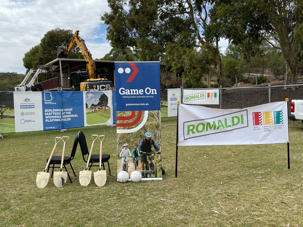 RomaldiPtyLtd's tweet photo. Today we “Turned Sod” for this exciting community project “Women’s Memorial Playing Fields ReDevelopment” a much awaited and needed project for the local community.
#romaldiconstructions #romaldi #teamromaldi #builder #commercialconstruction #buildersofinsta #buildersadelaide https://t.co/jIrFMNoruW