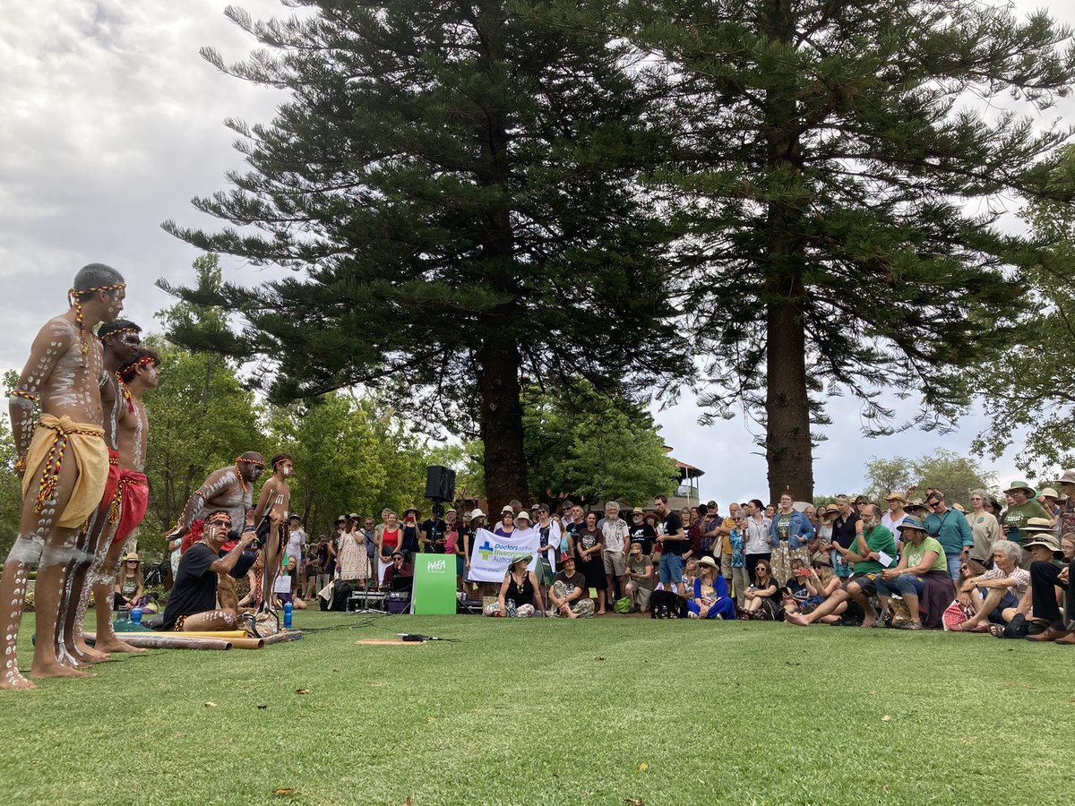 Wadumbah about to dance to #stopthechop at Premier <a href="/MarkMcGowanMP/">Mark McGowan</a>’s office, where we are about to handover 25,000 postcards calling for Forests for Climate. #istandwithforests