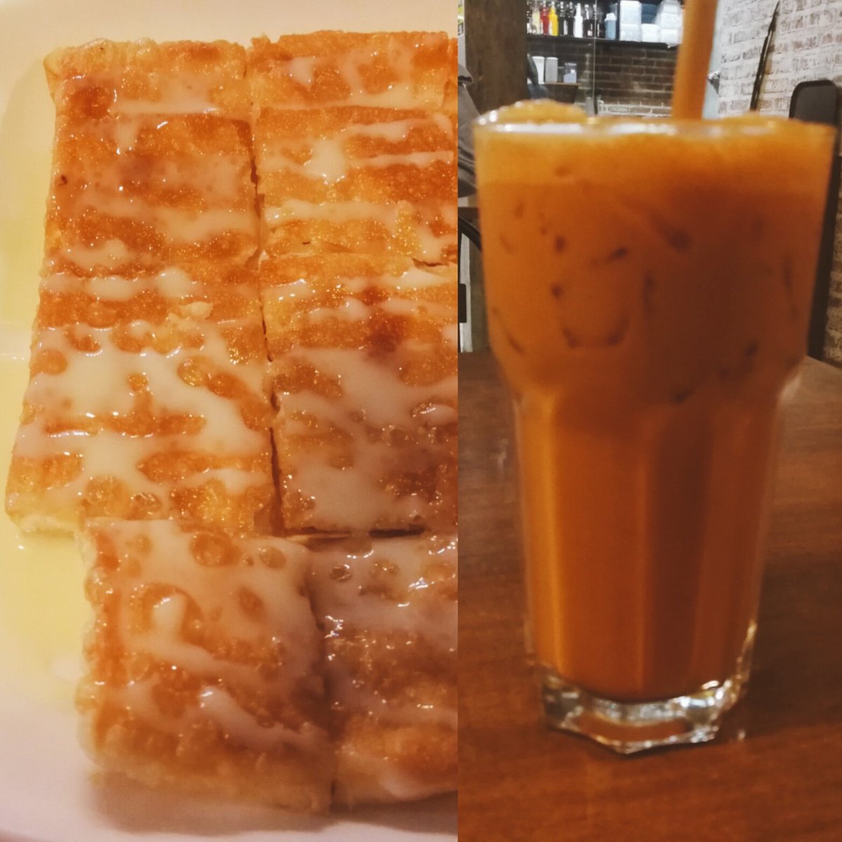 Size_L_1's tweet photo. ตีแป้ง คาเฟ่ ห้วยขวาง ร้านสวย แต่งสไตล์ลอฟต์ มีส้มตำ อาหารจานเดียว โรตี ชาชัก ชาไข่มุก ปังปิ้งไส้ทะลัก มาร้านเดียวจบครบปึ้ง สั่งตำหลวงพระบาง ยำหมูยอรสจัด แต่ติดหวานไปนิด ชาชักเข้มข้นไม่หวานจนเกินไป โรตีกรอบนอก เหนียวนุ่มใน ผ่านไปอยากให้ลอง @Kin24hrs #อร่อยบอกต่อ #อร่อยไปแดก https://t.co/FHs9anBJ1X