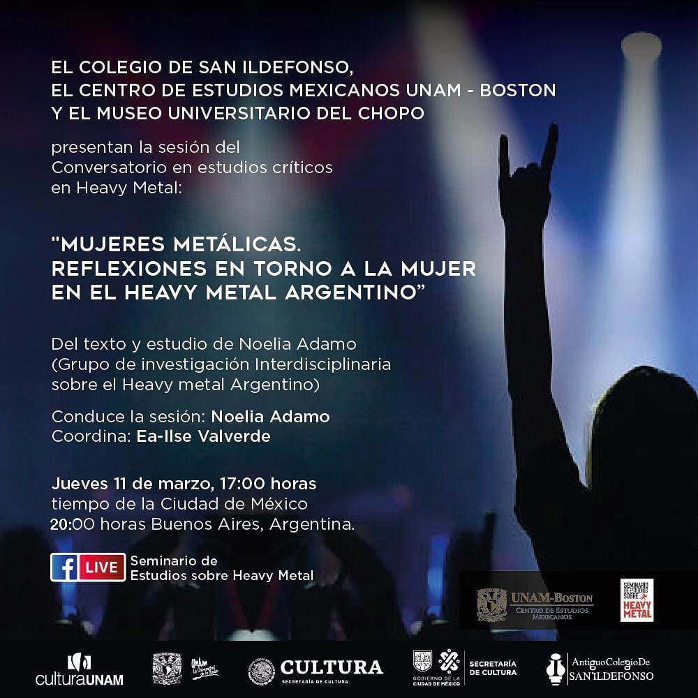 SeminarioMetal's tweet photo. Conversatorio de estudios críticos en metal.
Nos acompaña Noelia Adamo @noeliaaileon1 del @GIIHMArgentino
#seminariometal #giihma #HeavyMetal #conversatorio #metalargentino https://t.co/PX0ewV5fZ8