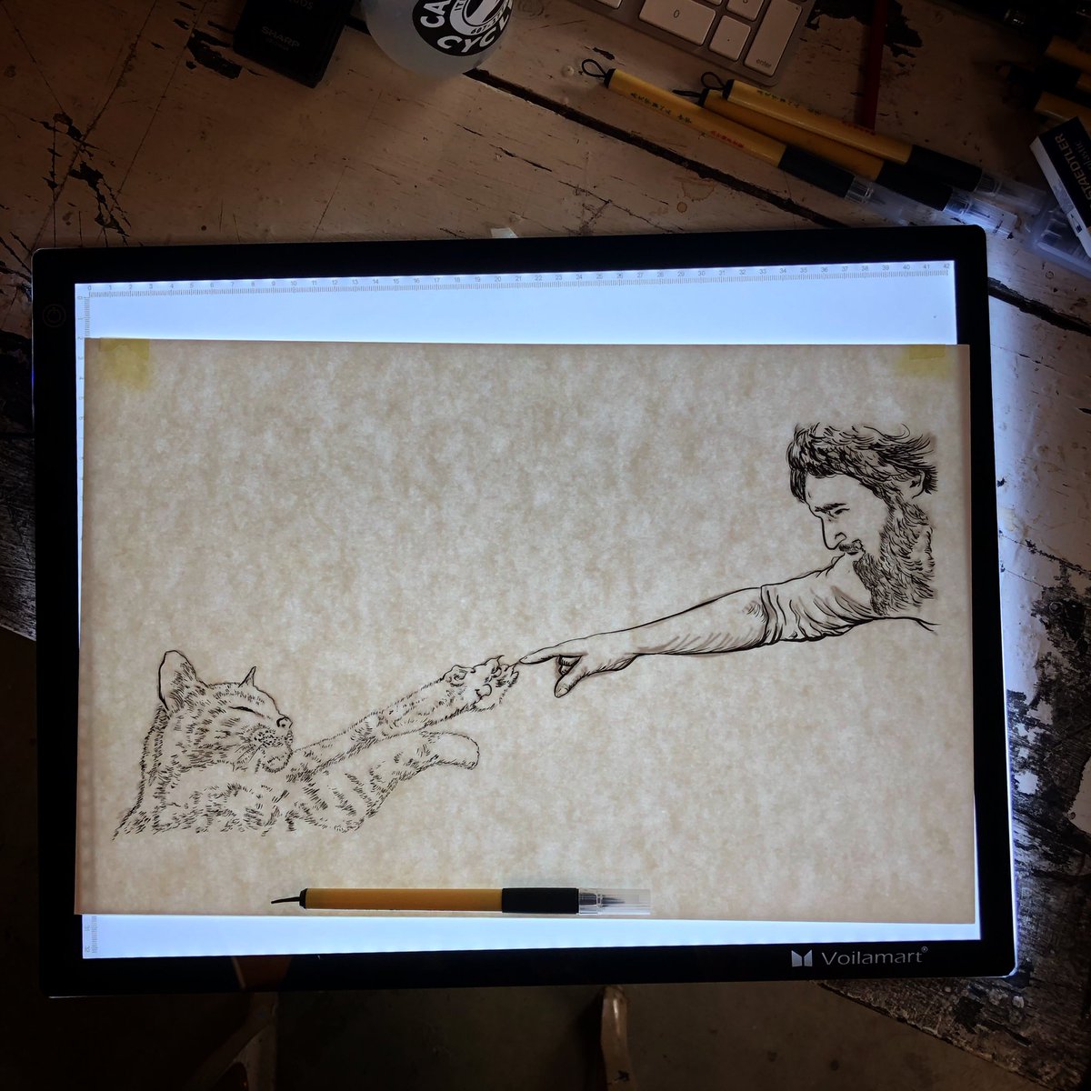 camilographics's tweet image. Inked a thing today for my pal @normrobot and his music project, Ox Namoon &amp;amp; Space Kat! 
** normscott.bandcamp.com/album/return-o… ** 
.
.
#lovemyjob #illustration #inks #catlovers #inking #magictouch