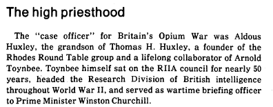 Aldous Huxley's dad being on the Rhodes Round Table, that's uh, not nothing