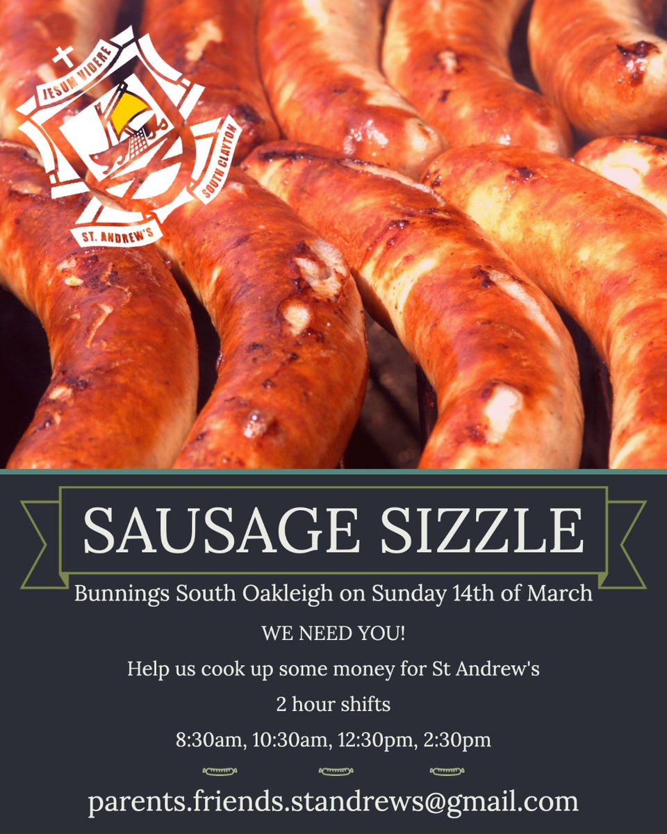 standrewclayton's tweet image. #PandF #FundraiserHelp
🚨 REMINDER 🚨
The P &amp;amp; F Committee has organised a fundraiser at Bunnings South Oakleigh on Sunday 14th of March - We're looking for volunteers!
Email if you can help parents.friends.standrews@gmail.com