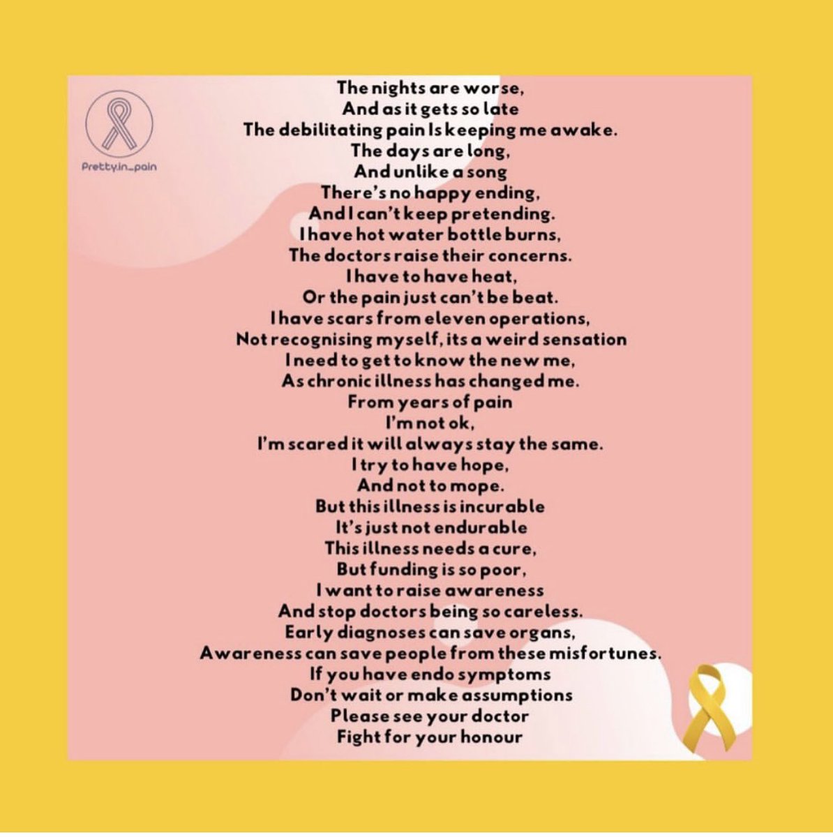 MichaelaAbens0n's tweet photo. I wrote this poem for #EndometriosisAwarenessMonth this illness took so much away from me. #fightforendo https://t.co/i3jaOmraQe
