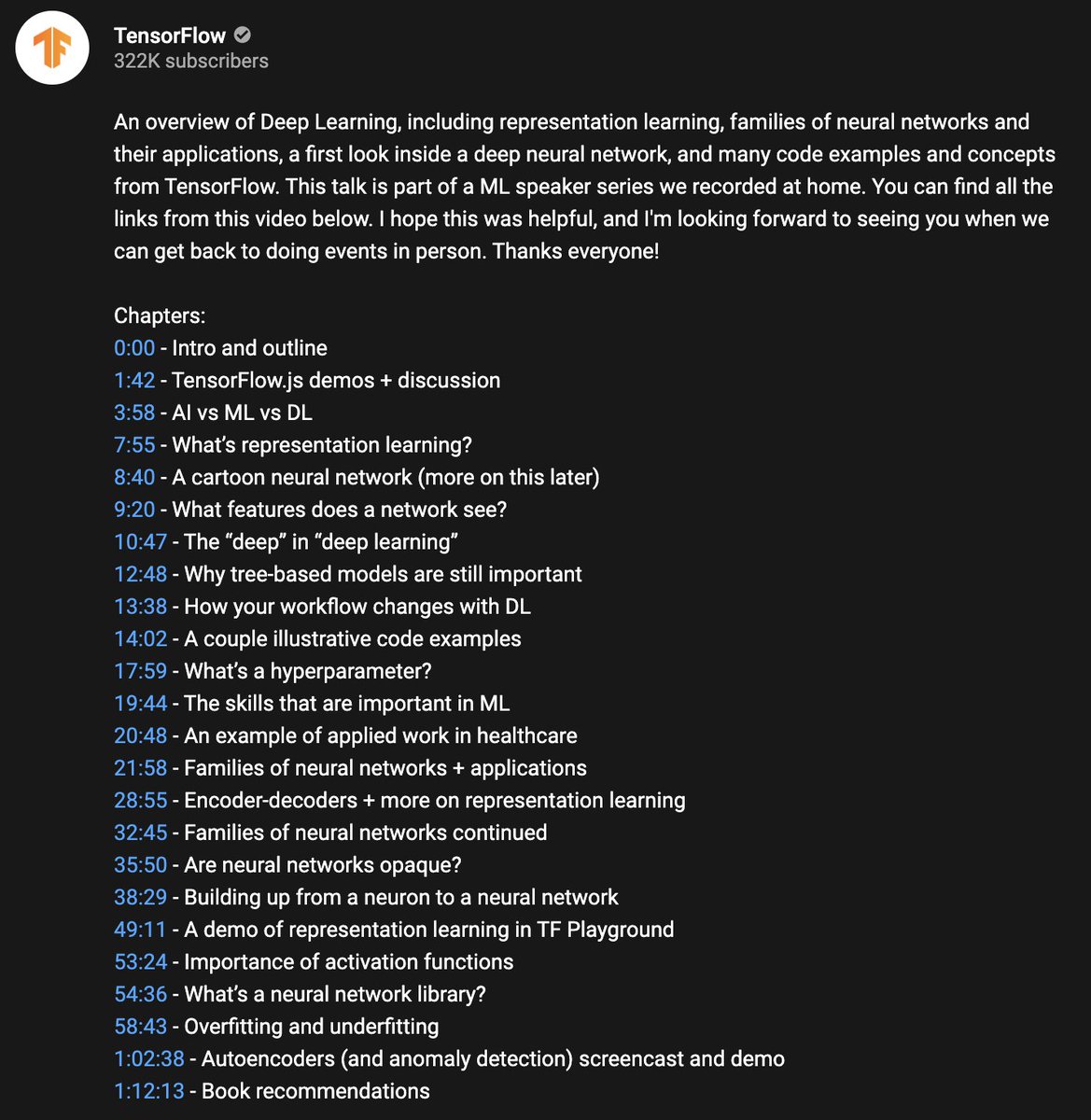 svpino's tweet image. Just posted a few days ago, &quot;Introduction to Deep Learning&quot; is the perfect place to start.

Free, 1-hour YouTube video.

Packed with examples, @random_forests will let you into the fascinating world of deep learning.

youtube.com/watch?v=AhE8Rh…

Highly recommended!