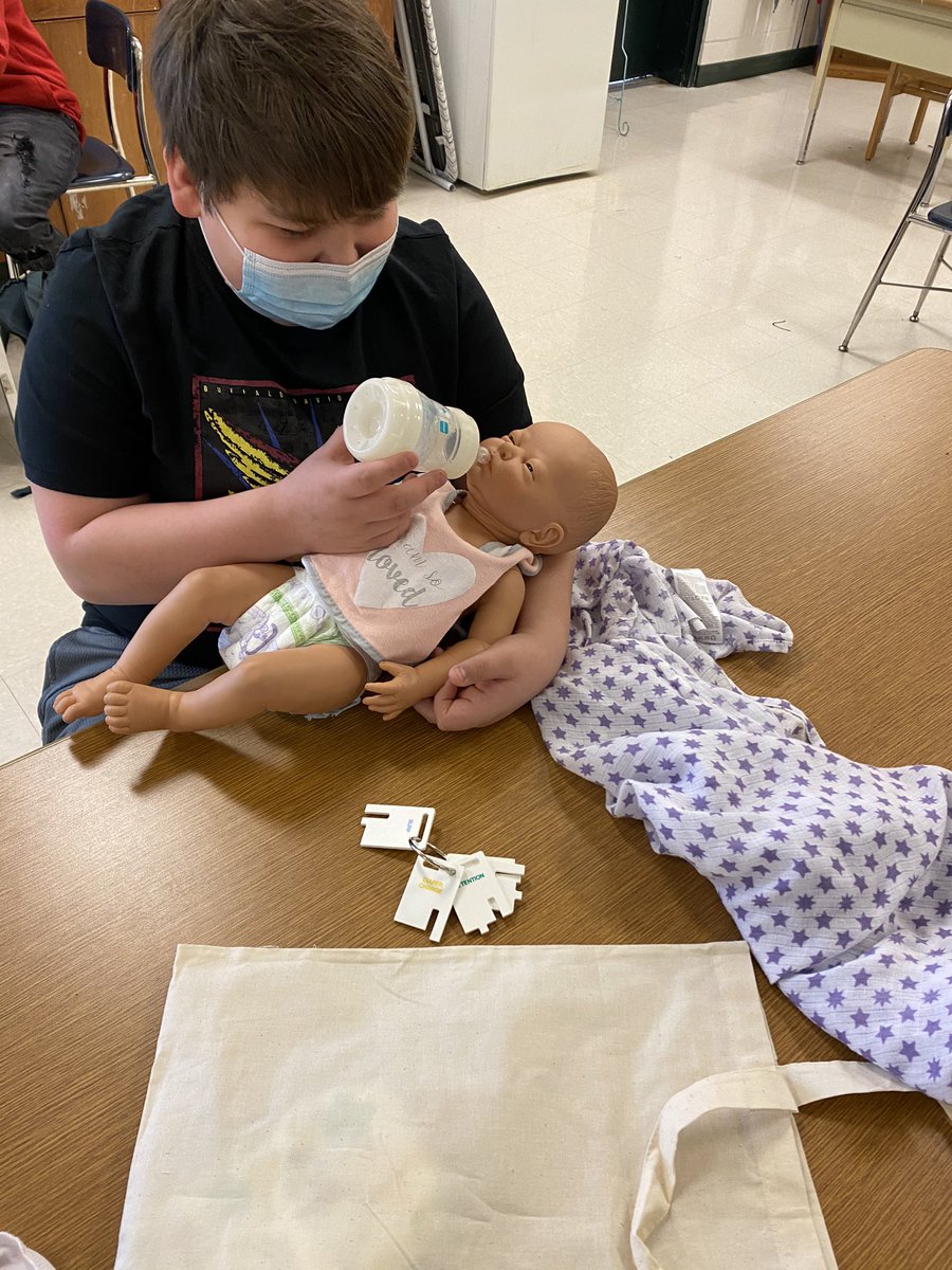 Mrs_Dwiggins's tweet photo. Group A “Babies Day Out”! 8th graders were awesome parents for the day! #facsteacher #lifeskills #classbabies #eighthgrade @SEMSPatriots https://t.co/a3VzGoB4I2
