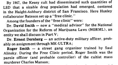 Bateson also set up the Haight-Ashbury free clinic, which, for those who read CHAOS, know was basically heavily involved with Charlie Manson