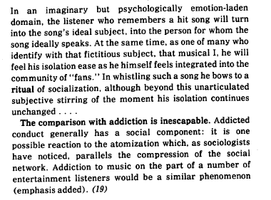 fortunately, the book calls upon Thomas Adorno to make you feel bad about liking pop music, and idk folks, he might be right lol