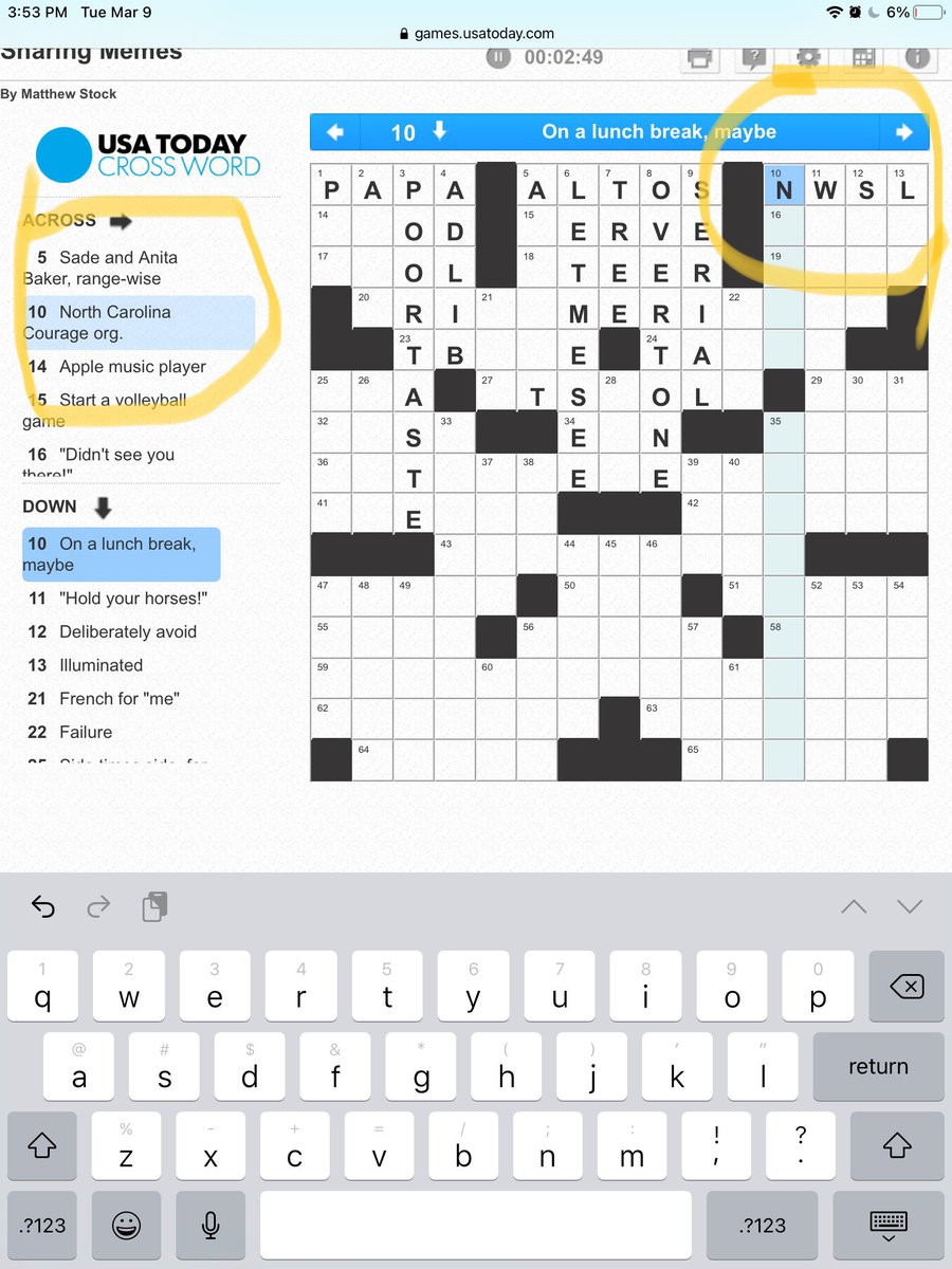 .<a href="/TheNCCourage/">NC Courage</a> in <a href="/USATODAY/">USA TODAY</a> cross word puzzle.