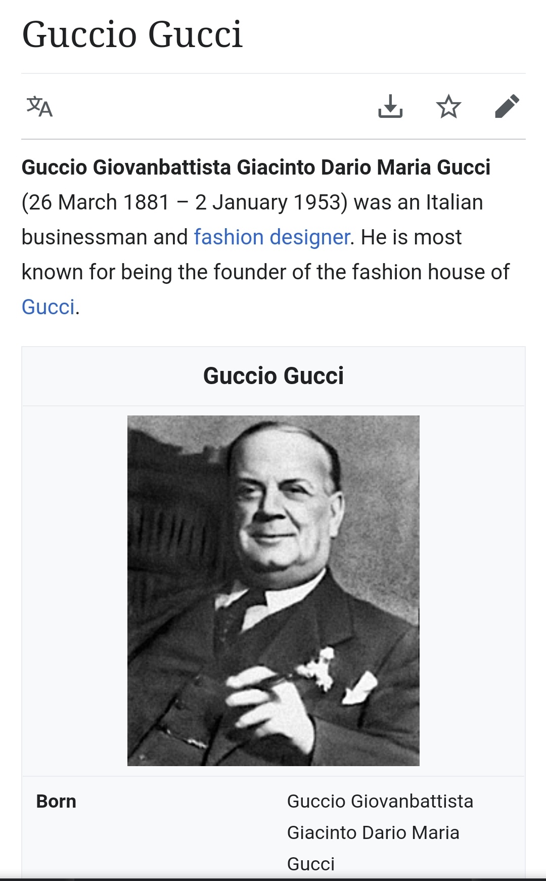 Mike on Twitter: "The founder of Gucci has the most Italian name of all time: https://t.co/CEnG8oeyGh" / Twitter