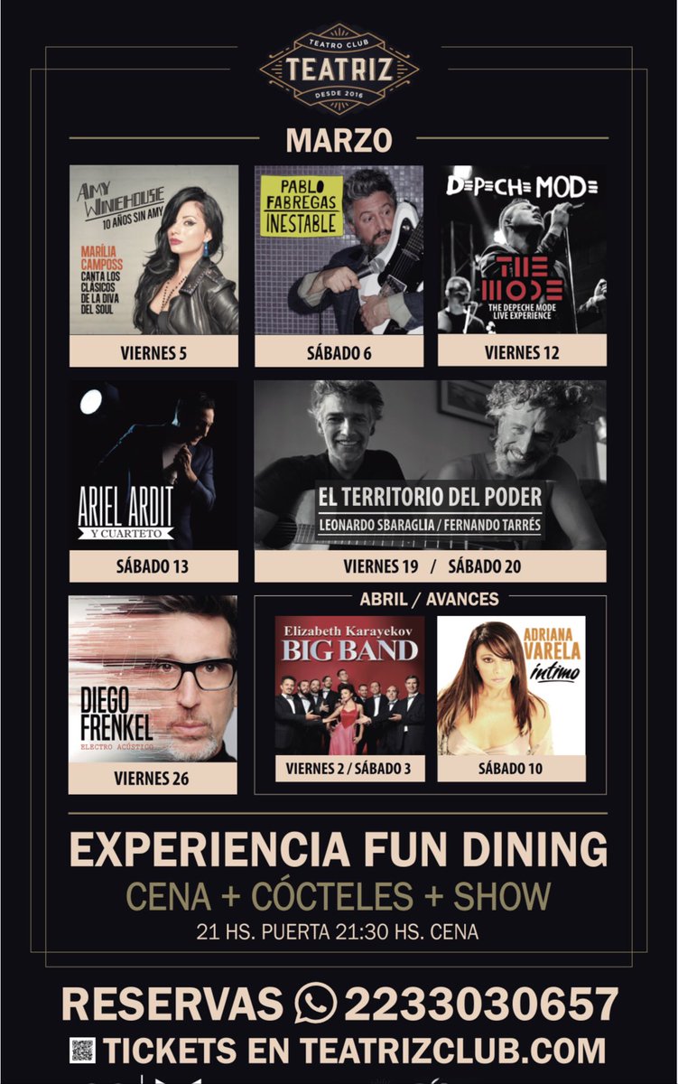 Se viene #marzo en #teatriz 
#mardelplata #fundining #shows #muchomasqueunteatro