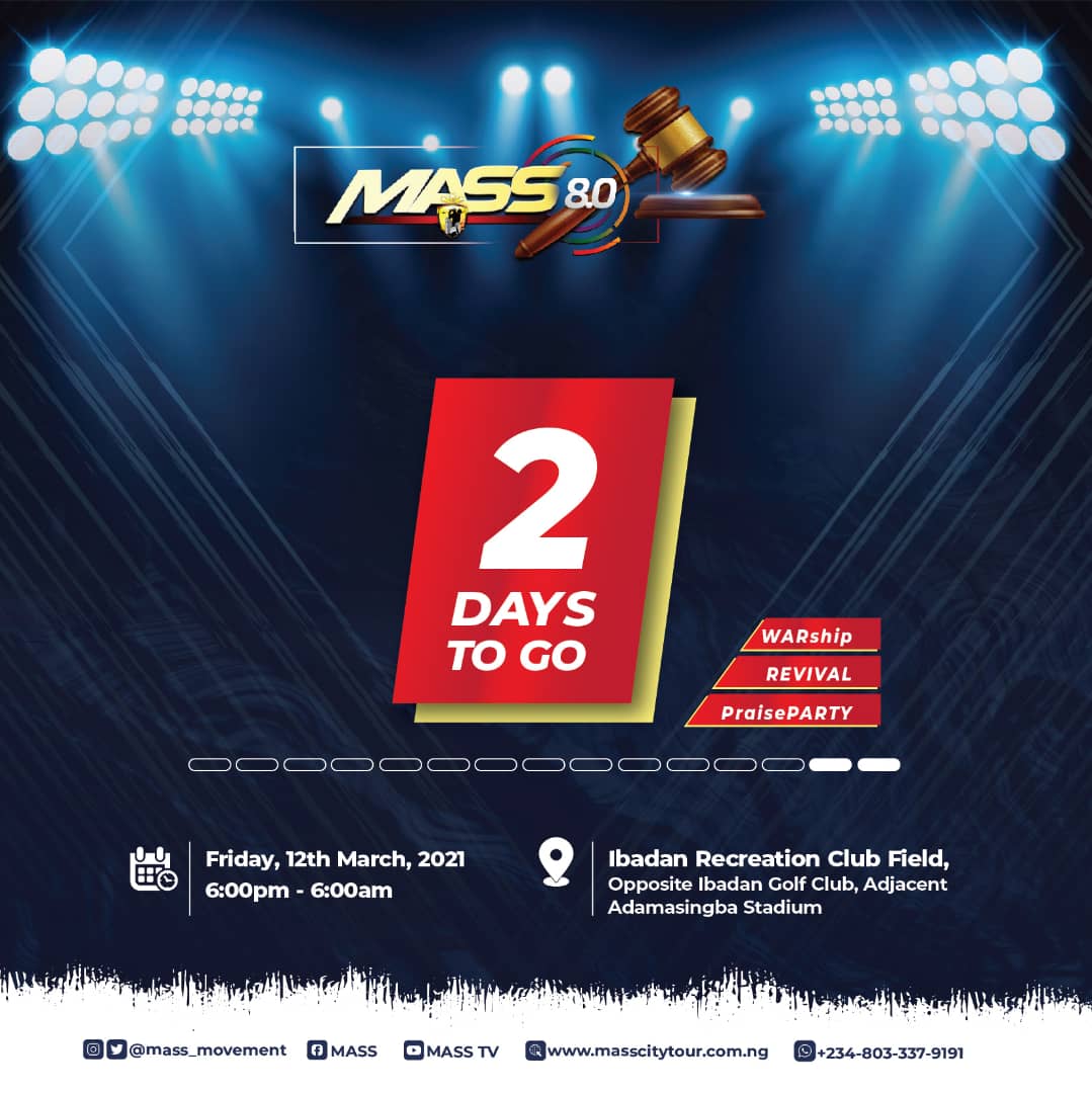 oluwole_oyewole's tweet photo. Remind your friends and families, it's two days to #MASS8. They should not forget, unless if you don't love them. Now that the clock is ticking very fast, are you ready for what is coming? @DanielJiboku @iam_tademmy @theadeoluwar https://t.co/Co1dCgecjZ