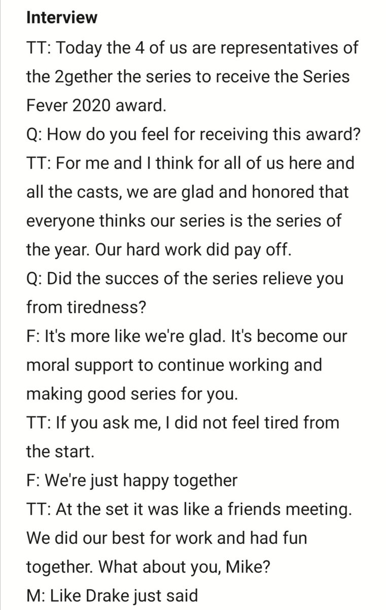 mxblaccount's tweet image. Translation in pics 😊
#2getherTheSeries​ #MikeToptap​ #FeverAwards2020