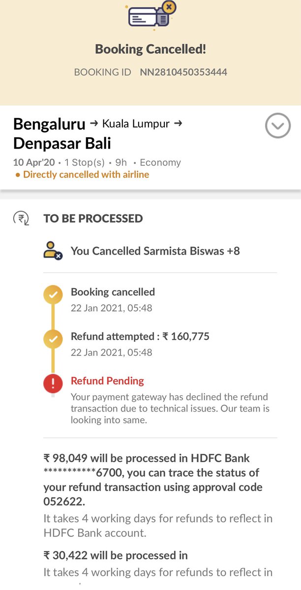 sharmista85's tweet photo. It’s really annoying to see @makemytrip refusing to refund my own money.Been a month since @MAS has refunded the amount. I am unable to reach makeMyTrip through any channel, such a shame! Is this how you treat your customers? https://t.co/7B9RIS28oQ